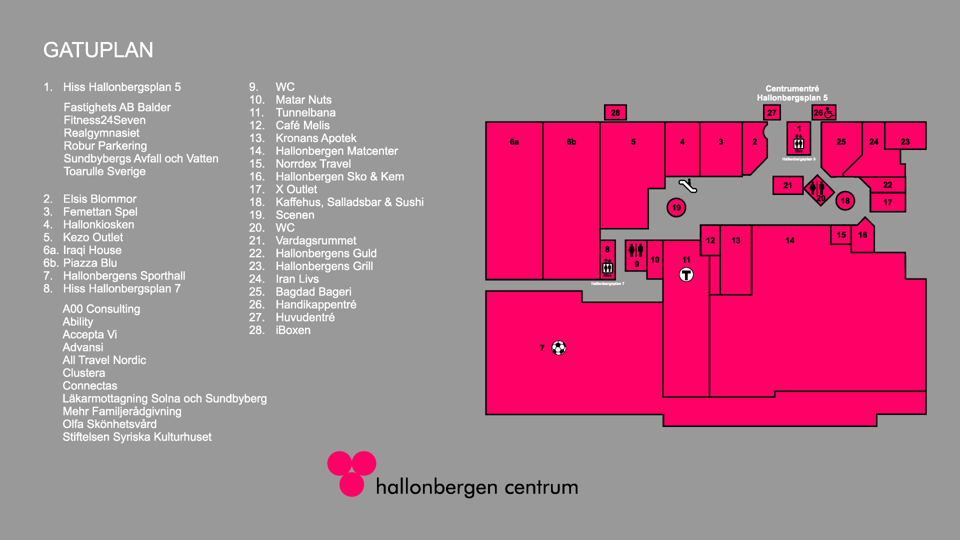 Karta över Gatuplan i Hallonbergen centrum